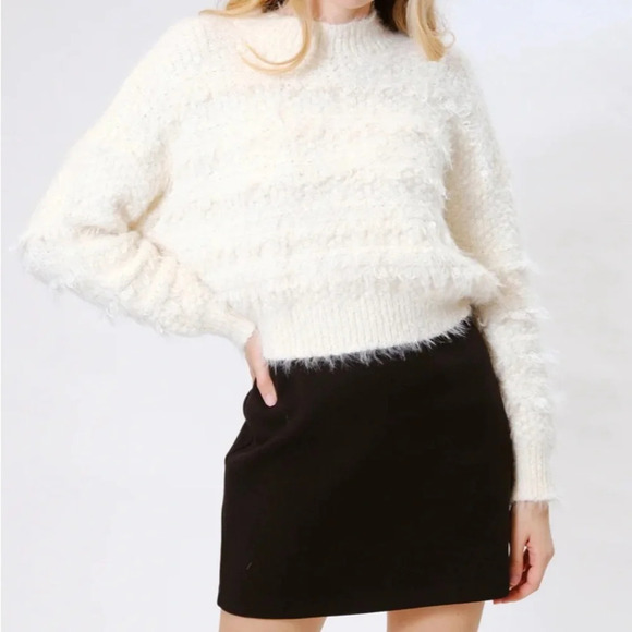 AREA STARS Ivory Fringe Knit Sweater for Women - Picture 1 of 8